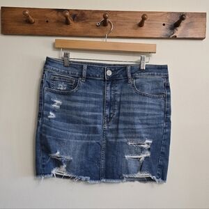American Eagle Outfitters Blue Distressed Mini Skirt